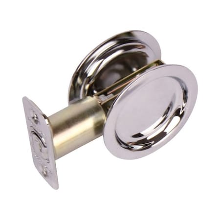 Pamex Passage Round Sliding Door Lock with 2-3/8in Backset Standard Bright Chrome Finish PF2230